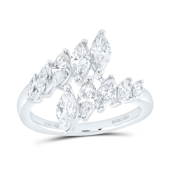 Bold and Modern Lab Grown Marquise Diamond Fashion Ring in 14KW