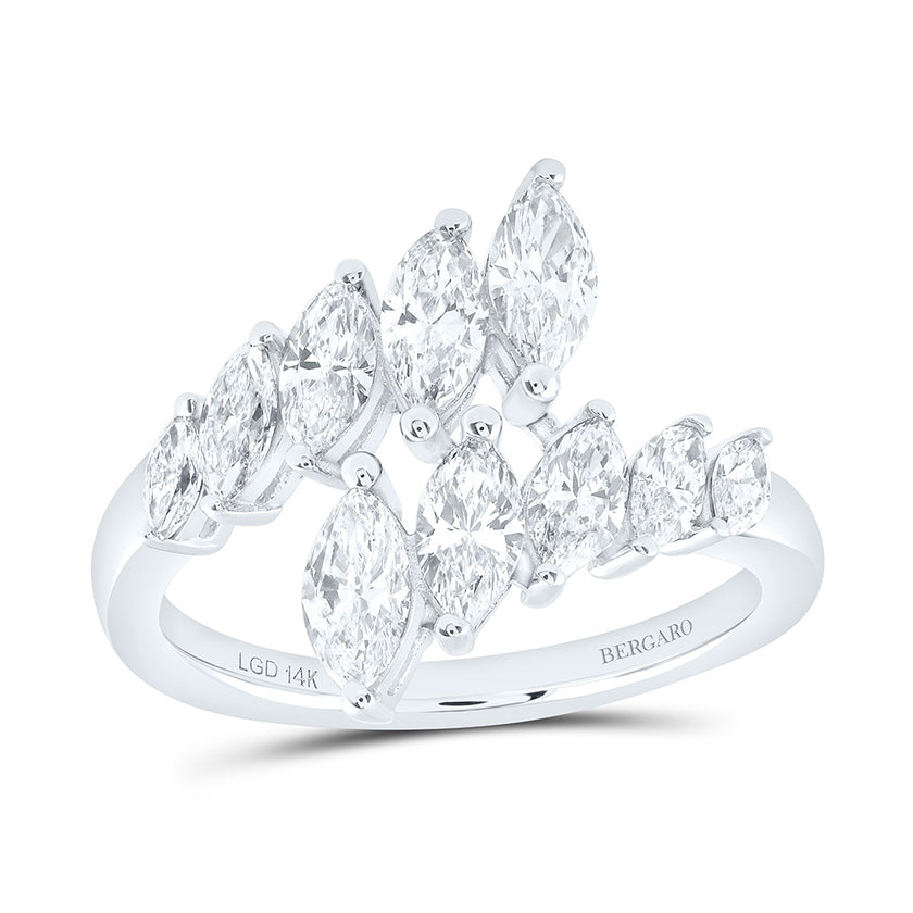 Bold and Modern Lab Grown Marquise Diamond Fashion Ring in 14KW