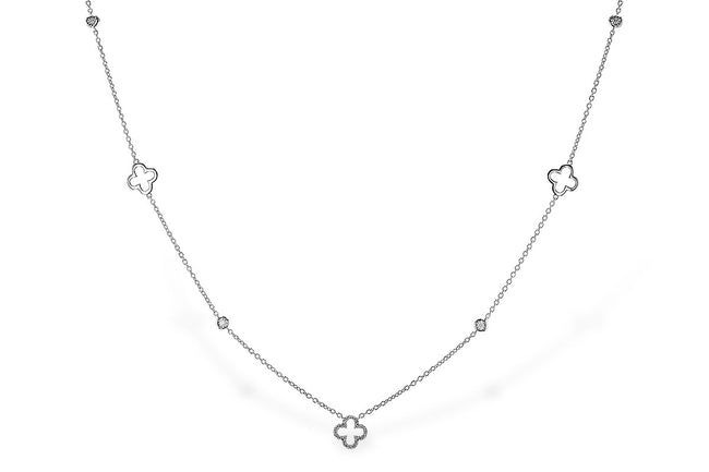 Sophisticated Clover Station Necklace in 14K White Gold