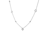 Sophisticated Clover Station Necklace in 14K White Gold