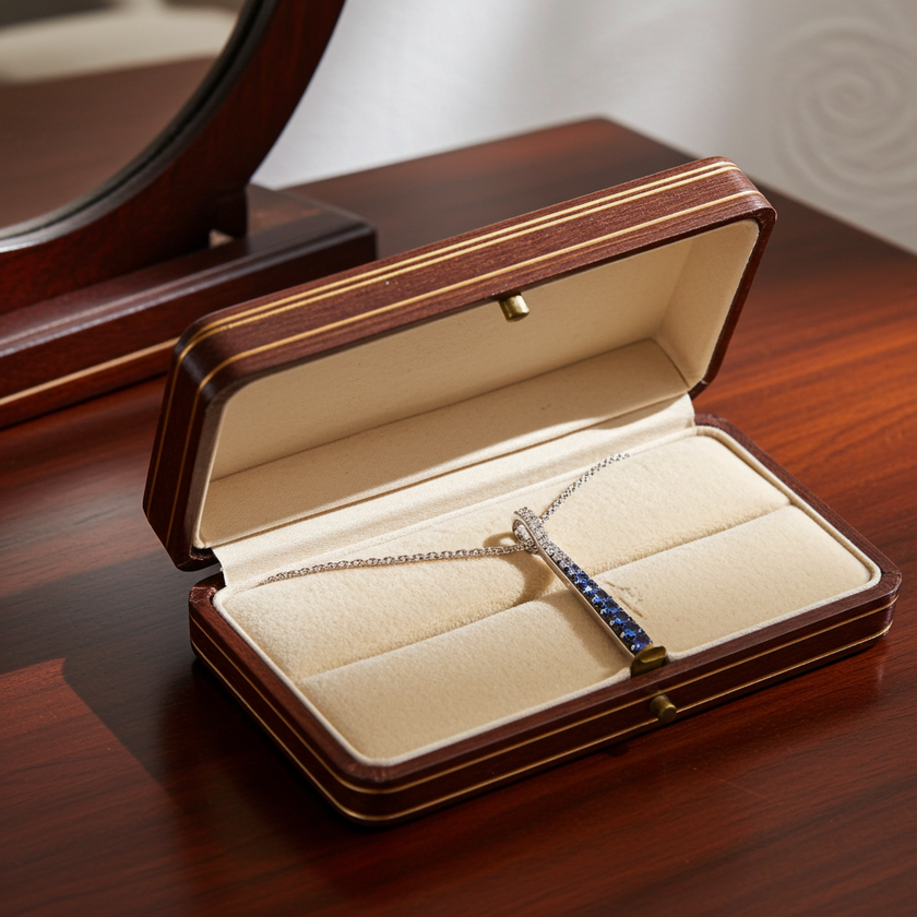 Chic & Elegant LeVian Denim Ombré Sapphire Pendant in 14K Vanilla Gold