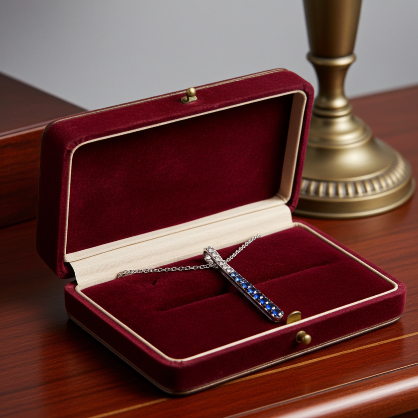 Chic & Elegant LeVian Denim Ombré Sapphire Pendant in 14K Vanilla Gold