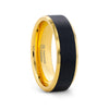 Tungsten Polished Beveled Ring with Brushed Black Center