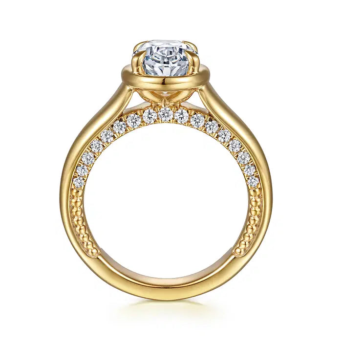 Ettie - 14K Yellow Gold Bezel Prong Oval Diamond Engagement Ring