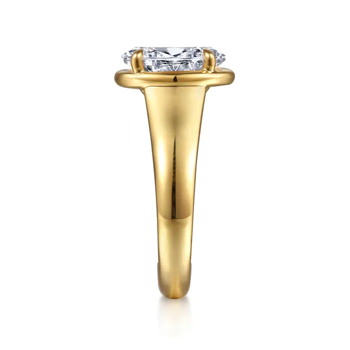 Ettie - 14K Yellow Gold Bezel Prong Oval Diamond Engagement Ring