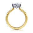 14K White-Yellow Gold Elongated Cushion Compass Prong Solitaire Diamond Engagement Ring