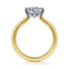 14K White-Yellow Gold Elongated Cushion Compass Prong Solitaire Diamond Engagement Ring
