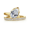 14K Yellow Gold Bezel Prong Pear Shape Wrap Engagement Ring