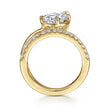 14K Yellow Gold Bezel Prong Pear Shape Wrap Engagement Ring