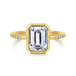 Aspen - 14K Yellow Gold Bezel Emerald Cut Diamond Engagement Ring