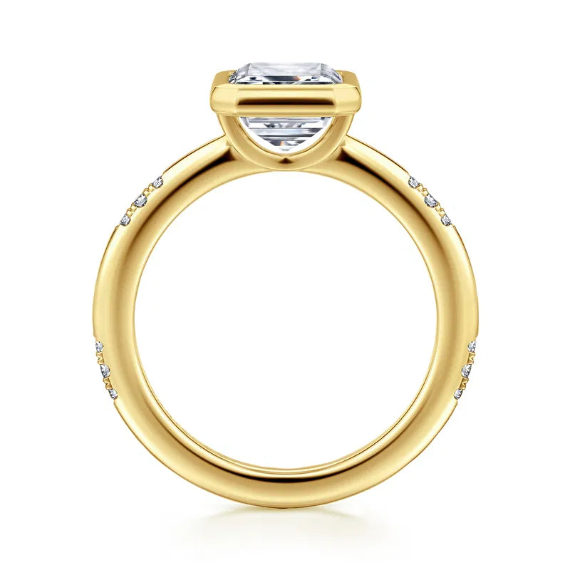 Aspen - 14K Yellow Gold Bezel Emerald Cut Diamond Engagement Ring