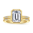 Aspen - 14K Yellow Gold Bezel Emerald Cut Diamond Engagement Ring
