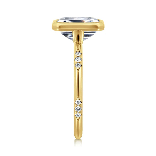 Aspen - 14K Yellow Gold Bezel Emerald Cut Diamond Engagement Ring