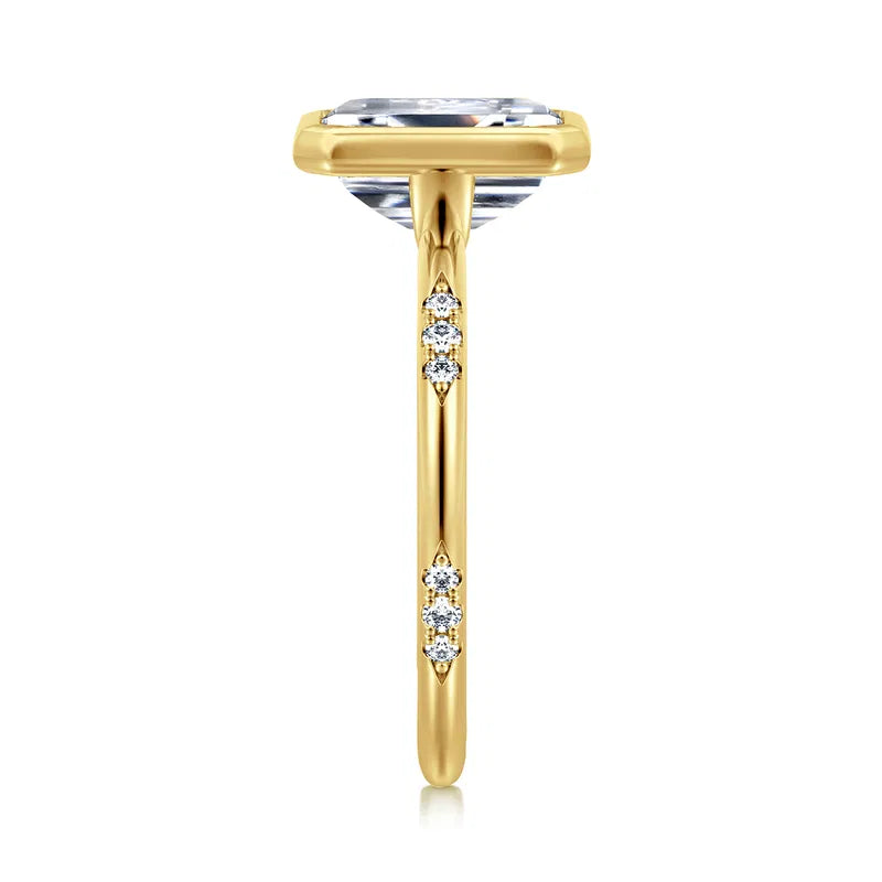Aspen - 14K Yellow Gold Bezel Emerald Cut Diamond Engagement Ring