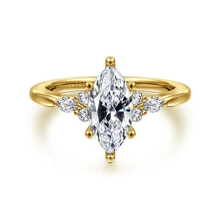 14K Yellow Gold Marquise Shape Diamond Engagement Ring