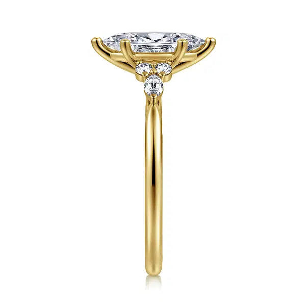 14K Yellow Gold Marquise Shape Diamond Engagement Ring