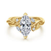 Darling - 14K Yellow Gold Compass Prong Twisted Marquise Shape Diamond Engagement Ring