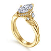Darling - 14K Yellow Gold Compass Prong Twisted Marquise Shape Diamond Engagement Ring