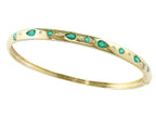 Vintage Inspired Pear Emerald and Diamond Effy Bangle Bracelet in 14K