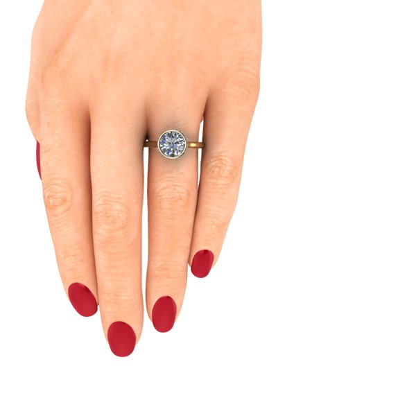 2 Carat Bezel Engagement Ring with Hidden Halo