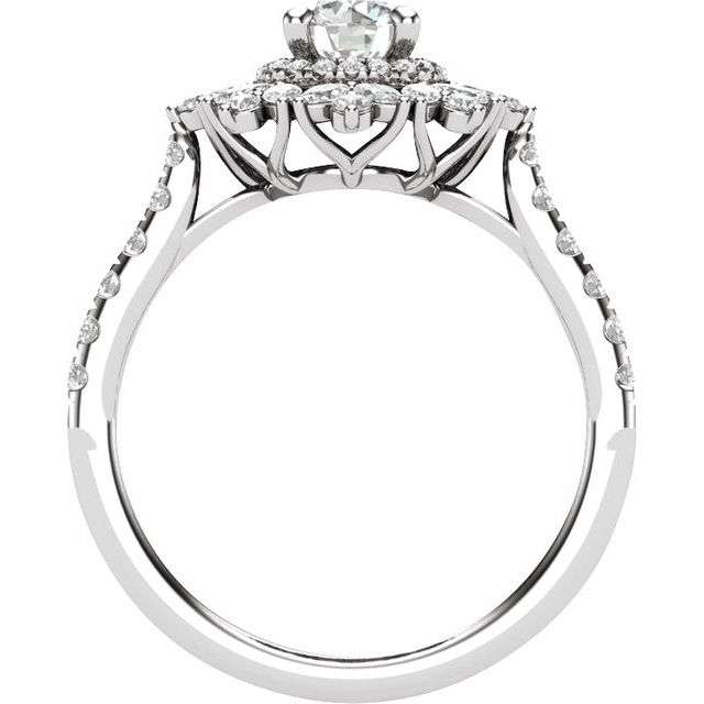 Round Marquise Engagement Ring 1.37 Carats