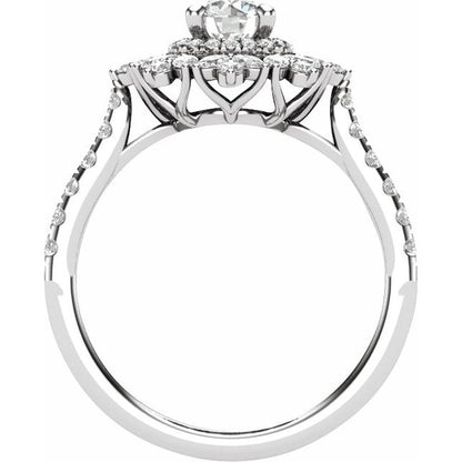 Round Marquise Engagement Ring 1.37 Carats
