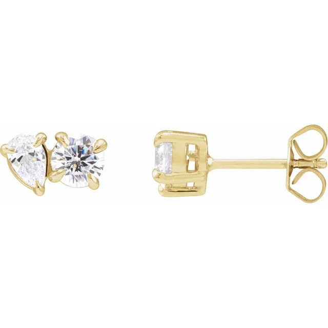 1.50 CTW Lab-Grown Diamond Two-Stone Stud Earrings