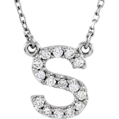 14K White 1/6 CTW Natural Diamond Initial S 16" Necklace