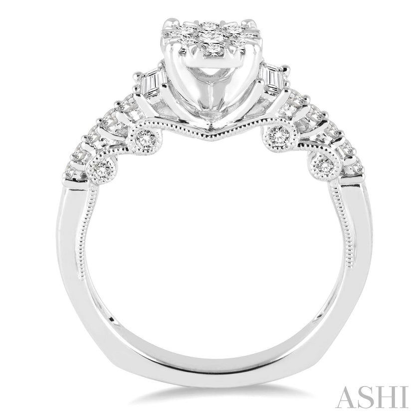 Luminous Round and Baguette Lovebright Diamond Engagement Ring in 14K Gold | Gemma's Jewelers