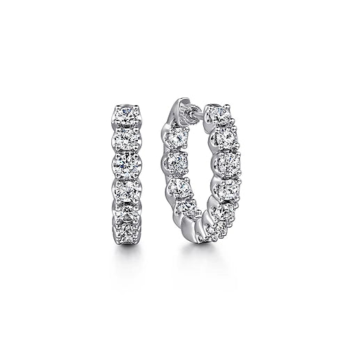 14K White Gold 2.20ctw Diamond Inside Out Hoop Earrings