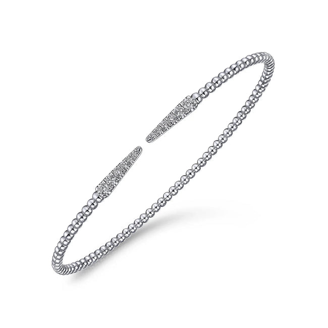 14K White Gold Bujukan Diamond Spikes Split Bangle
