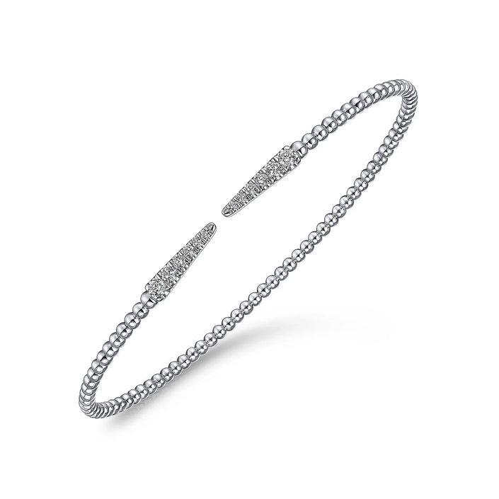 14K White Gold Bujukan Diamond Spikes Split Bangle