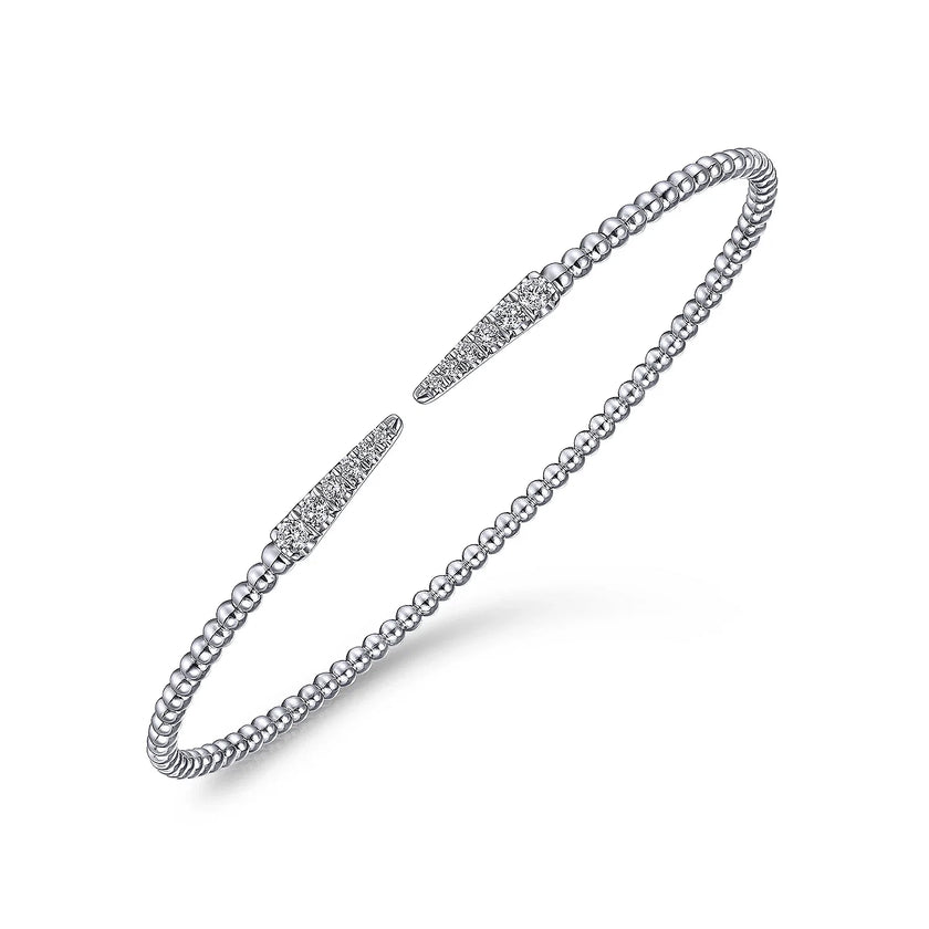 14K White Gold Bujukan Diamond Spikes Split Bangle