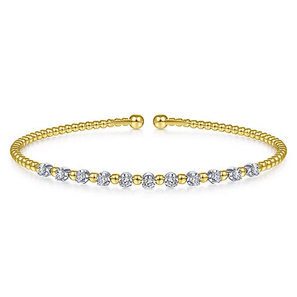 14K White-Yellow Gold Bujukan Diamond Split Bangle