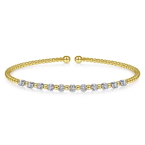 14K White-Yellow Gold Bujukan Diamond Split Bangle
