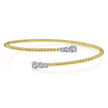 14K Yellow Gold Bujukan Bead Bypass Bangle with Graduating Diamond Caps