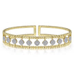 14K Yellow Gold Bujukan Cuff Bracelet with Pave Diamond Connectors