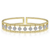 14K Yellow Gold Bujukan Cuff Bracelet with Pave Diamond Connectors