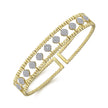 14K Yellow Gold Bujukan Cuff Bracelet with Pave Diamond Connectors