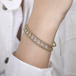 14K Yellow Gold Bujukan Cuff Bracelet with Pave Diamond Connectors