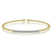 14K Yellow Gold Bujukan Split Cuff Bracelet with Diamond Pave Bar