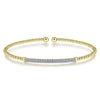 14K Yellow Gold Bujukan Split Cuff Bracelet with Diamond Pave Bar