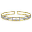 14K Yellow and White Gold Bujukan Cuff Bracelet with Inner Diamond Channel