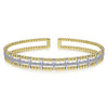 14K Yellow and White Gold Bujukan Cuff Bracelet with Inner Diamond Channel