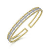 14K Yellow and White Gold Bujukan Cuff Bracelet with Inner Diamond Channel