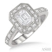 Gorgeous Fusion Emerald Cut, Baguette & Round Diamond Ring in 14K Gold | Gemma's Jewelers