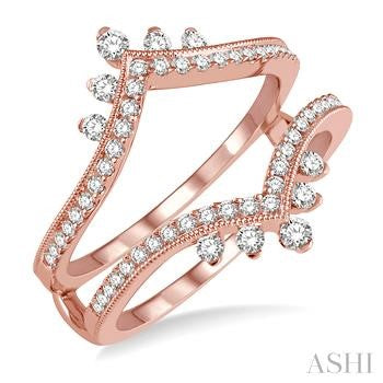 1/2 Ctw Pointed Arch Round Cut Diamond Insert Ring in 14K Rose Gold
