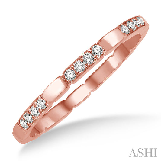 Round Cut Diamond Block Stackable Ring in 14K Rose Gold