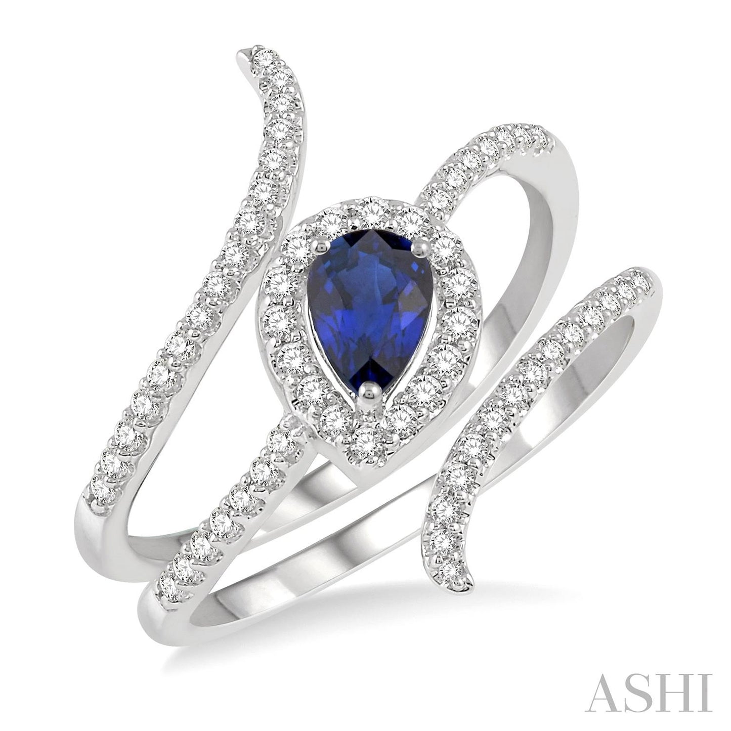 Diamond Sapphire Pear Shape Ring