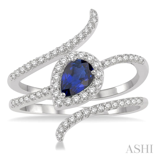 Diamond Sapphire Pear Shape Ring